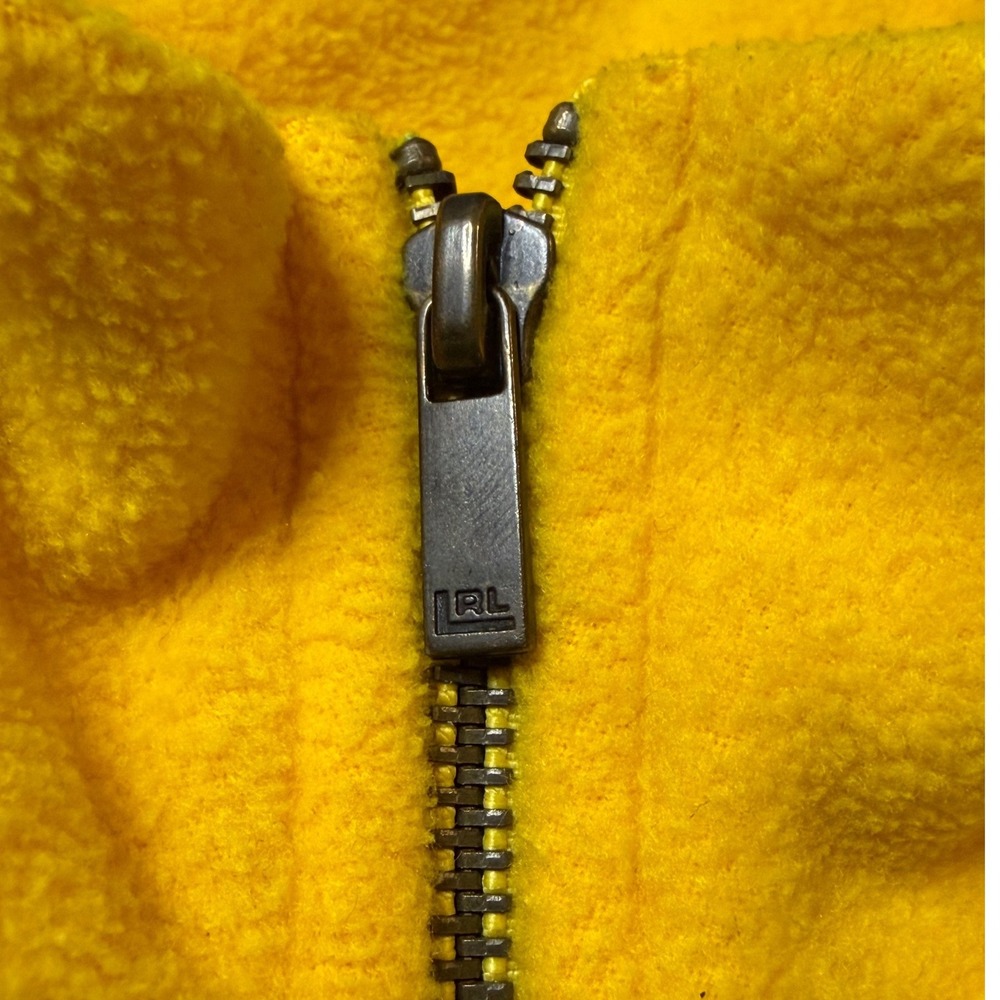 Vtg Lauren Ralph Lauren Yellow Fleece Quarter Zip Pullover Crest Logo Mens Large - Picture 7 of 9